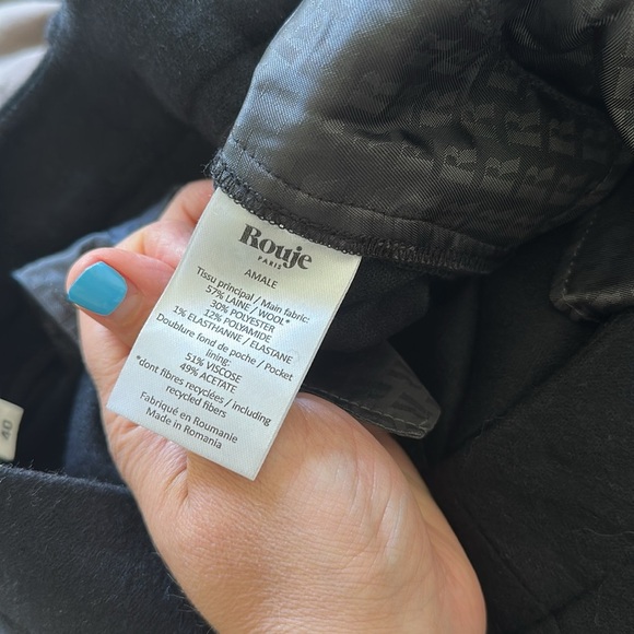 Rouje Paris Amale Wool Blend Black Pants Trousers Sz 40 (US Sz 8) - Picture 4 of 7